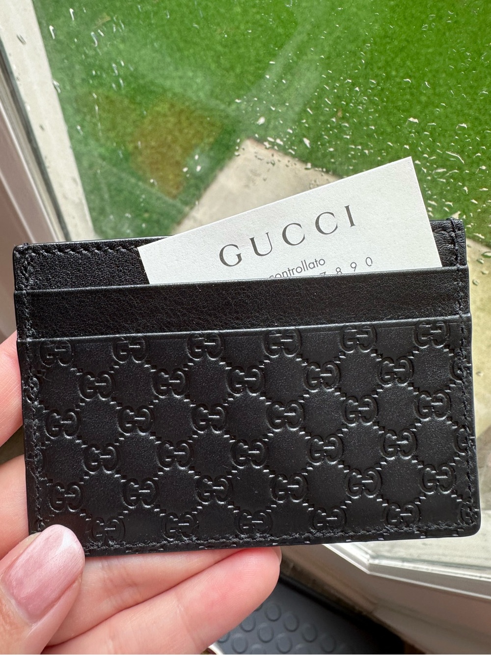 Gucci Black Embossed GG Leather Card Case